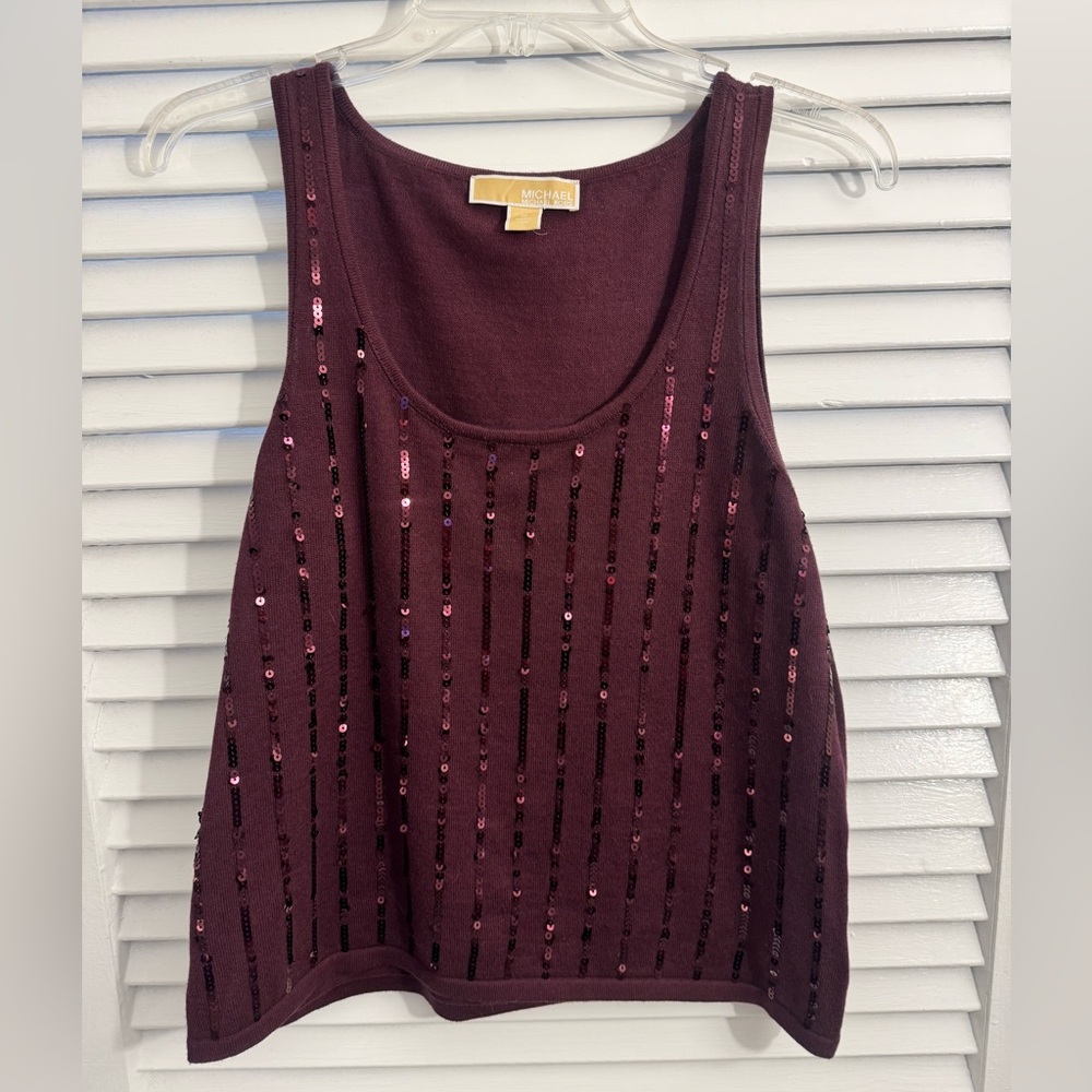 Michael Kors Plum Sequin Tank Top - Size Medium
